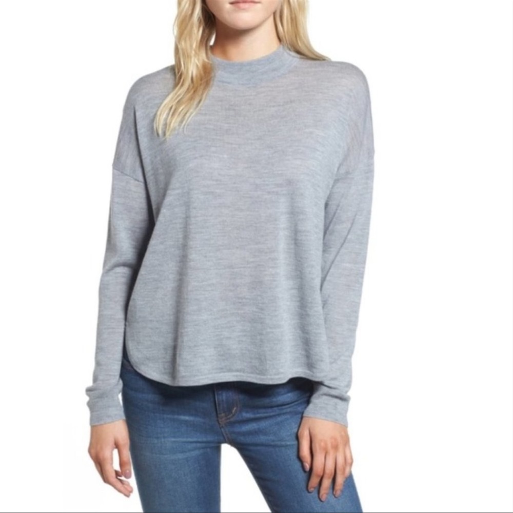 MADEWELL Gray Mockneck Boxy Pullover Sweater Size Large